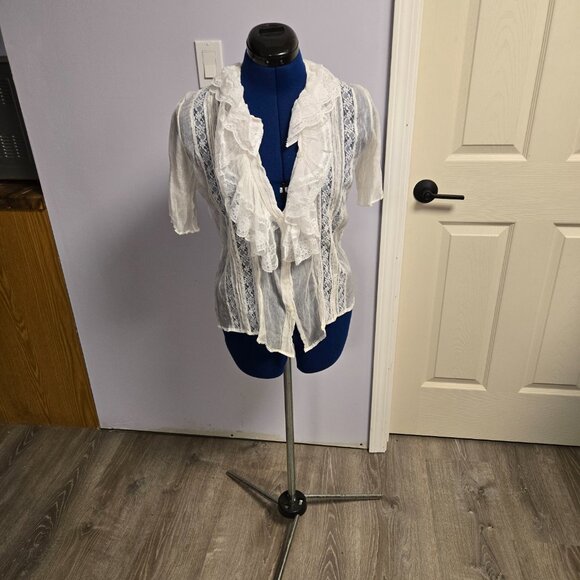 Chasing Unicorns Fly Like An Eagle Silk Chiffon Blouse - White, M, NWT - Picture 5 of 6